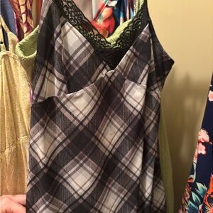 Forever 21 Black and White Lace-Trim Chemise